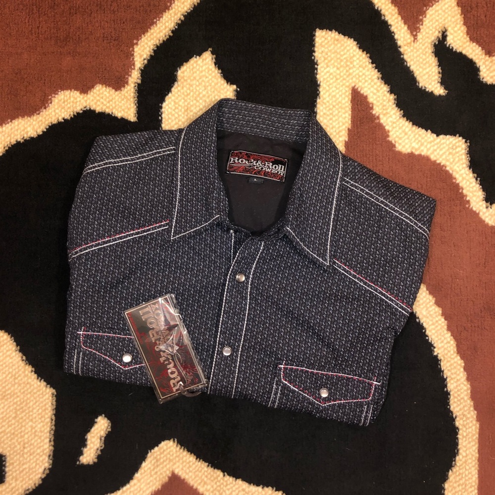 Men’s L Rock &Roll Cowboy Pearl Snap Shirt